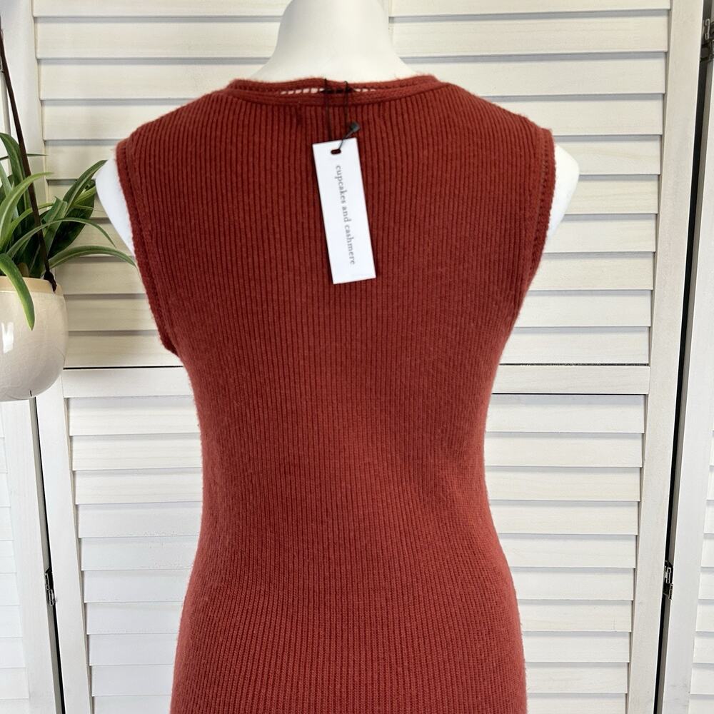 New Cupcakes and Cashmere Thora Lace Up Sweater Tank Dress Brick Red Size M - Picture 6 of 9